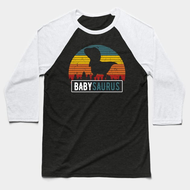 Babysaurus Child T-Rex Dinosaur Retro Baby Baseball T-Shirt by Foxxy Merch